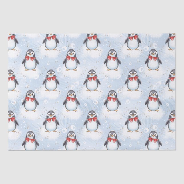Niedliche Pinguine Weihnachten Seidenpapier (Vorderseite)