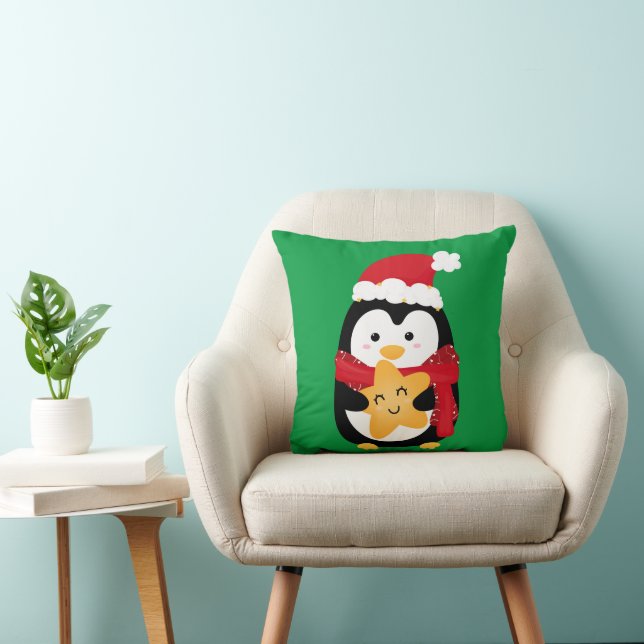 Niedliche Pinguine Weihnachtskinder Kissen (Stuhl )