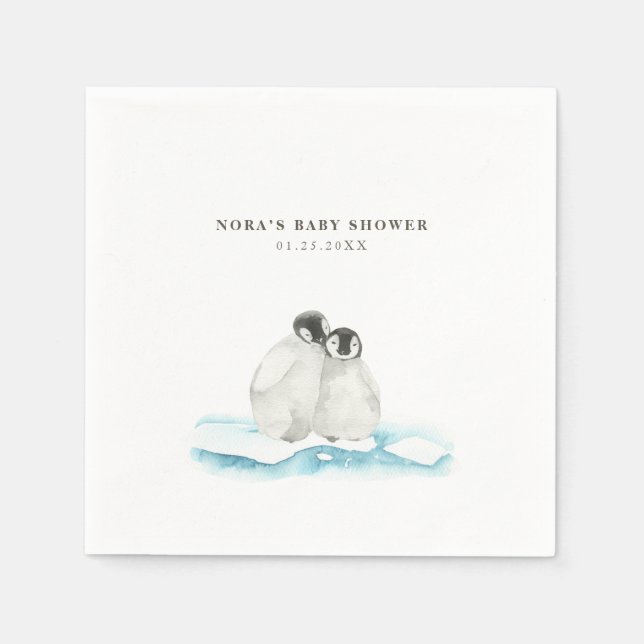 Niedliche Pinguine Winter Arktis Serviette (Vorderseite)