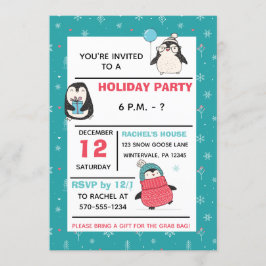 Niedliche Pinguine Winterurlaub Weihnachten Party Einladung