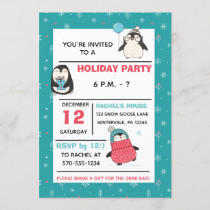 Niedliche Pinguine Winterurlaub Weihnachten Party Einladung