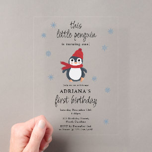 Niedliche Pinguine Wintervögel Arktische Tiere Geb Acryleinladungen