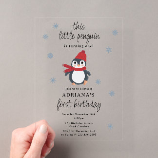 Niedliche Pinguine Wintervögel Arktische Tiere Geb Acryleinladungen