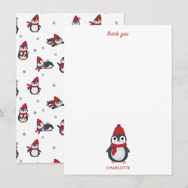 Niedliche Pinguine Wintervögel Arktische Weihnacht Dankeskarte (Vorne/Hinten)