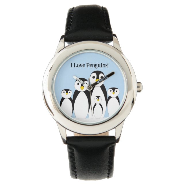 Niedliche Pinguinfamilie Armbanduhr (Vorderseite)