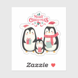 niedliche Pinguinfamilie Frohe Weihnachten Aufkleber