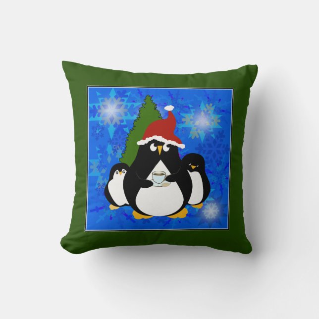 Niedliche Pinguinfamilie Kissen (Vorderseite)