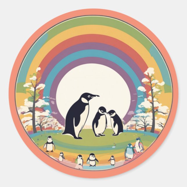 Niedliche Pinguinfamilie Runder Aufkleber (Vorderseite)
