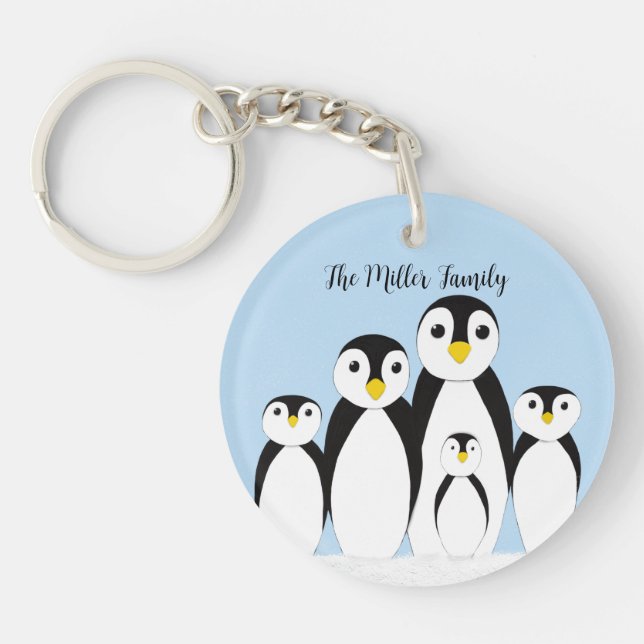Niedliche Pinguinfamilie Schlüsselanhänger (Vorderseite)