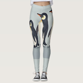 Niedliche Pinguinfamilie über eine graue Basis wat Leggings