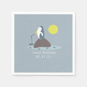 Niedliche Pinguinfischerei Geburtstagspartei Serviette