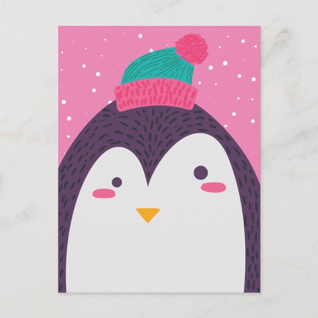Niedliche Pinguinmeldung von der Postkarte für Kin (Vorderseite)