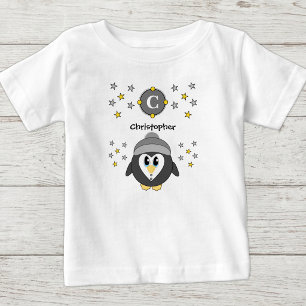 Niedliche Pinguinsterne gelb grau Baby T-shirt