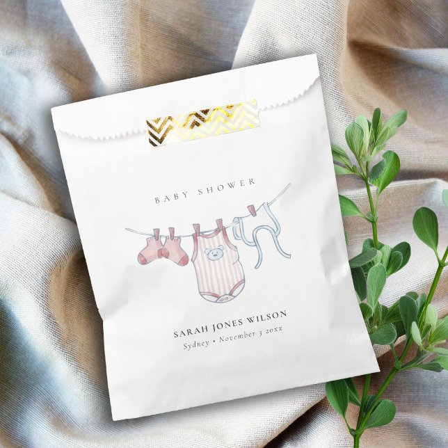 Niedliche Pink Baby Girl Clothesline Kinderdusche Geschenktütchen (Von Creator hochgeladen)