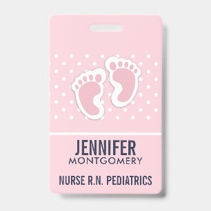 Niedliche Pink Baby Girl Footprints Ausweis