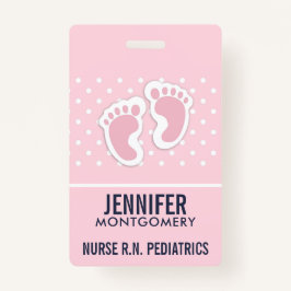 Niedliche Pink Baby Girl Footprints Ausweis