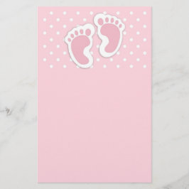 Niedliche Pink Baby Girl Footprints Briefpapier