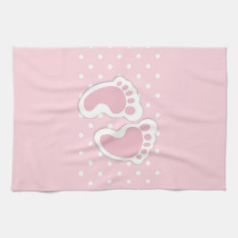 Niedliche Pink Baby Girl Footprints Geschirrtuch
