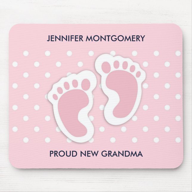 Niedliche Pink Baby Girl Footprints Mousepad (Vorne)