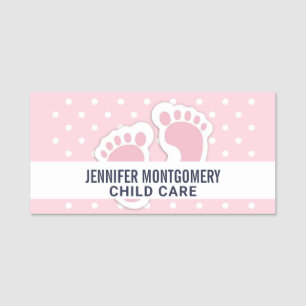 Niedliche Pink Baby Girl Footprints Namensschild