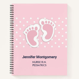 Niedliche Pink Baby Girl Footprints Notizbuch