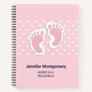Niedliche Pink Baby Girl Footprints Notizbuch