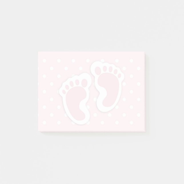 Niedliche Pink Baby Girl Footprints Post-it Klebezettel (Vorderseite)