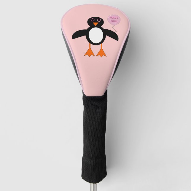Niedliche Pink Baby Girl Pinguin Golf Driver Abdec Golf Headcover (Vorderseite)
