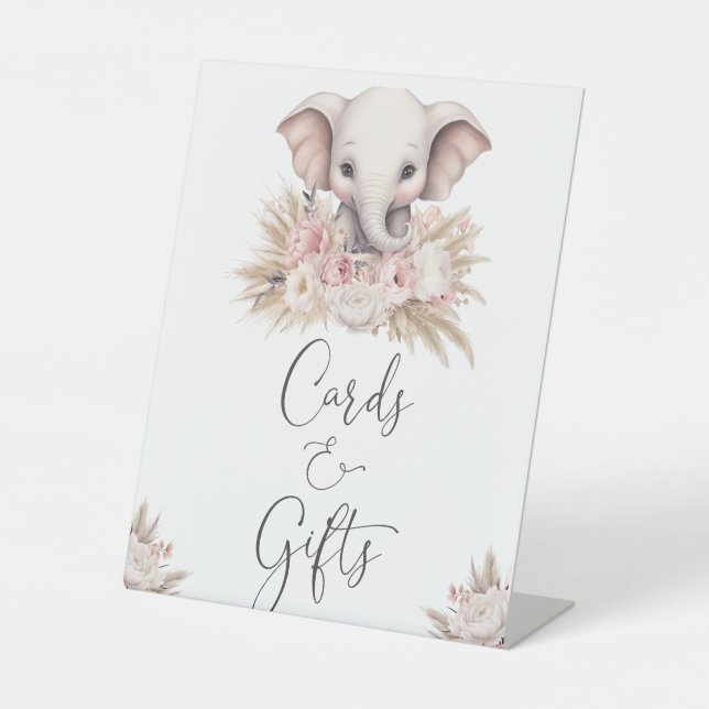 Niedliche Pink-Boho-Girl-Karten und Geschenke Sockelschild (Vorderseite)