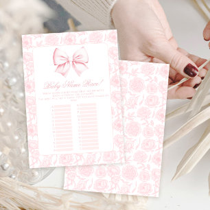 Niedliche Pink Bow Baby Girl Dusche Name Race Game Einladung