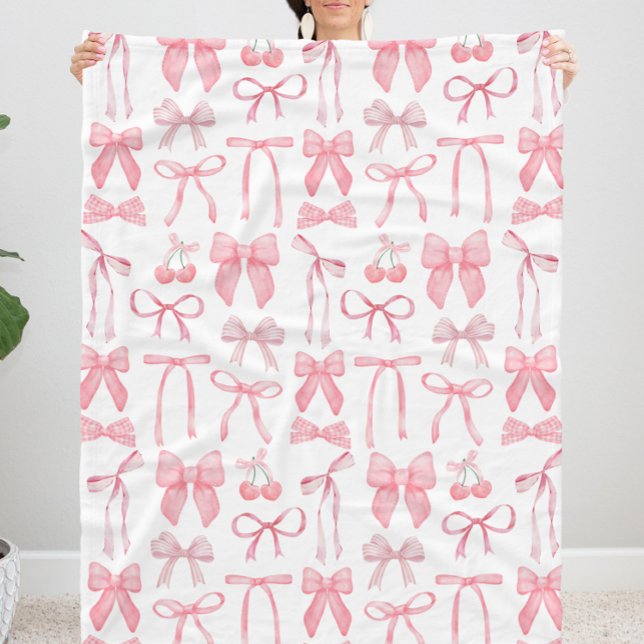 Niedliche Pink Bow Girl Ästhetische Koquette Fleecedecke (Coquette blanket, coquette bedding, coquette decor, room decor coquette, cute pink bow blanket)