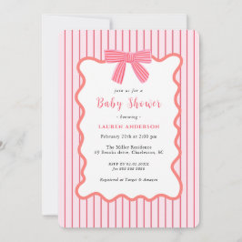Niedliche Pink Bow, Girl Baby Dusche Einladung