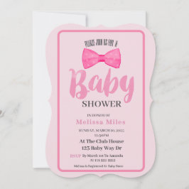 Niedliche Pink Bow Girl Babydusche Einladung