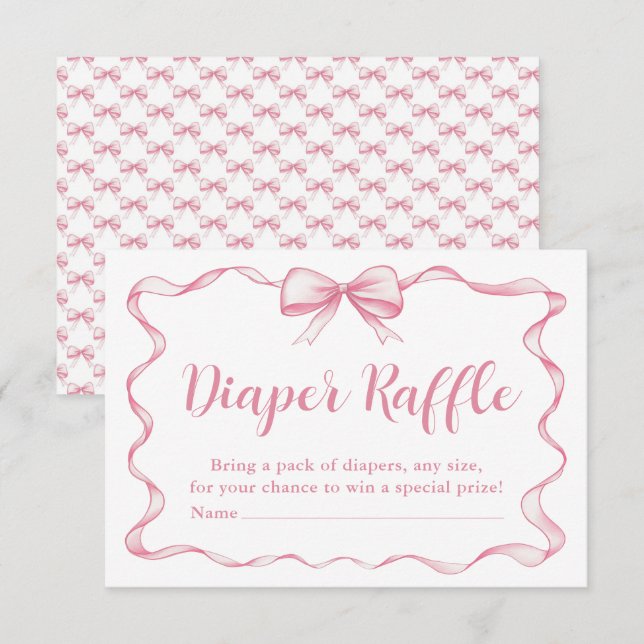 Niedliche Pink Bow Girl Dusche Windelwanne Windelw Einladung (Vorne/Hinten)