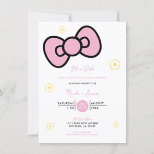 Niedliche Pink Bow Whimsical Baby Dusche Einladung
