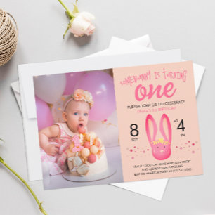 Niedliche Pink Dots Pastell Pink Dots Foto Geburts Einladung