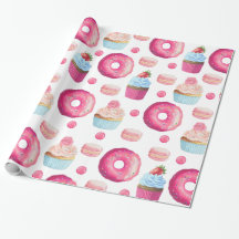 Niedliche Pink Doughnut und Cupcakes auf Weiß