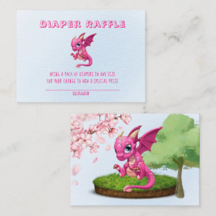 Niedliche Pink Dragon Diaper Raffle Baby Dusche Visitenkarte