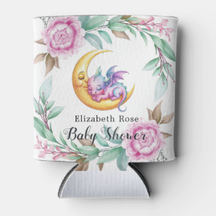 Niedliche Pink Dragon und Peony Girl Babydusche Dosenkühler
