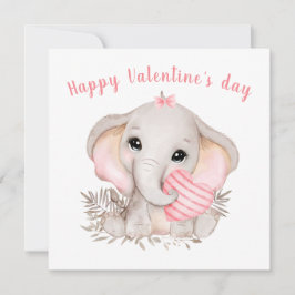 Niedliche Pink Elephant Valentine Tageskarte Karte