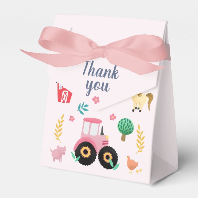Niedliche Pink Farm Traktor Girls Rustic Baby Dusc Geschenkschachtel (Vorderseite)