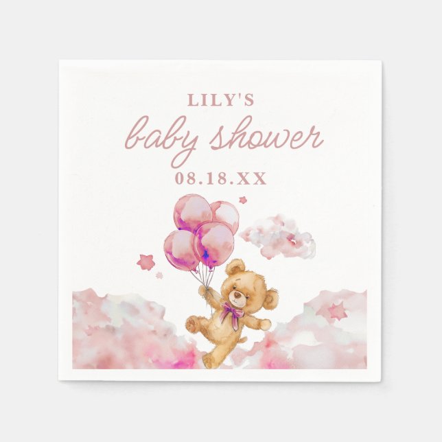 Niedliche Pink Girl Babydusche Serviette (Vorderseite)