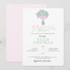 Niedliche Pink & Green Bouquet Bridal Dusche Einla Einladung