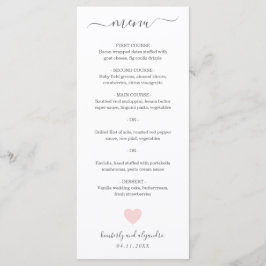 Niedliche Pink Heart Wedding Menükarte