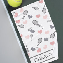 Niedliche Pink Hearts und Tennis Rackets Muster Sp