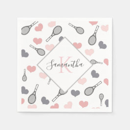Niedliche Pink Hearts und Tennis Rackets Muster Sp Serviette