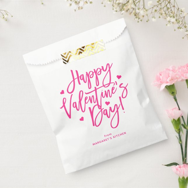 Niedliche Pink Kalligrafie Script Glücklicher Vale Geschenktütchen (Versiegelt)