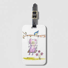 Niedliche Pink-Katze am Swing Gepäckanhänger