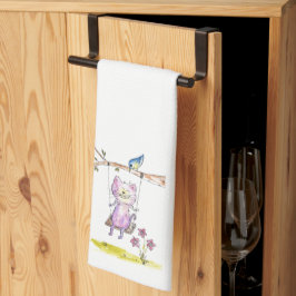 Niedliche Pink-Katze am Swing Geschirrtuch