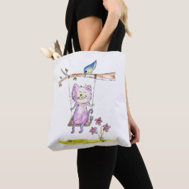 Niedliche Pink-Katze am Swing Tasche
